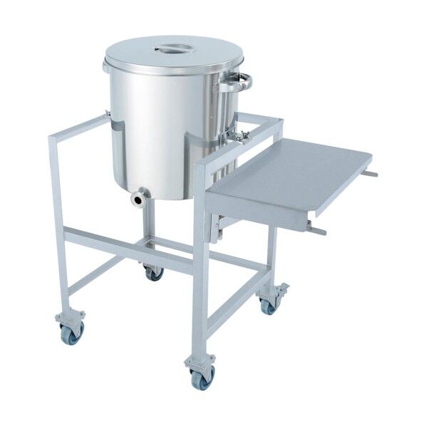 ステンレス片テーパー型汎用容器 35L 架台付(作業台付) (W×D×H):764×510×880mm(Wは作業台を開いた場合) KTT-ST-ASCB-36 1個