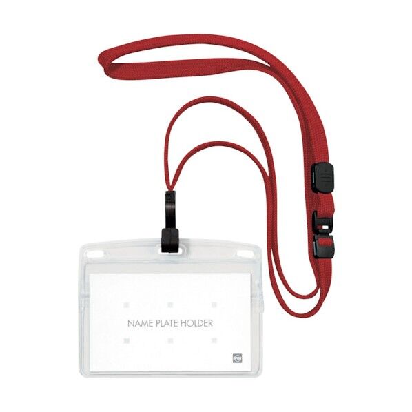 吊り下げ名札 フック式 ヨコ名刺 赤 NL-22-RD 10枚