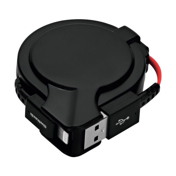 片側だけ引き出せる 巻取り式 USB Type-A to Lightningケーブル katamaki OWL-CBKRALT75-BKRE 1点