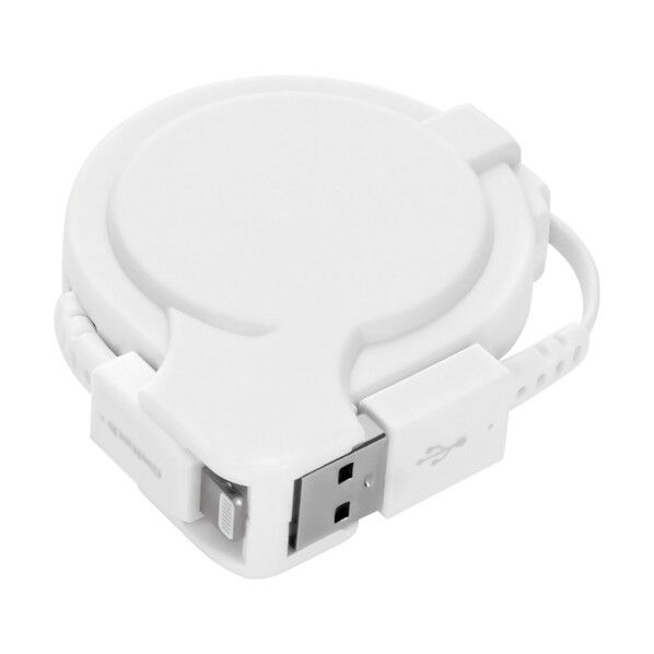 片側だけ引き出せる 巻取り式 USB Type-A to Lightningケーブル katamaki OWL-CBKRALT75-WH 1点