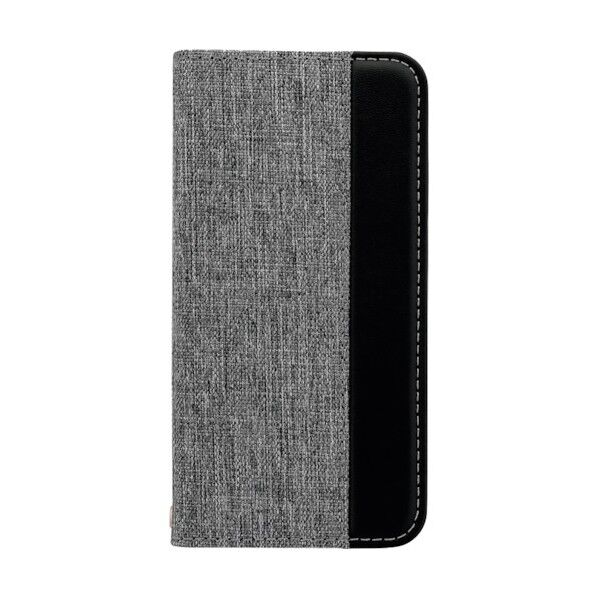 オウルテック iPhone SE(2020)/8/7/6s対応 THE 手帳型ケース ファブリック素材と縦にあしらったバイカラーデザイン OWL-CVIC4703-GYBK 1点