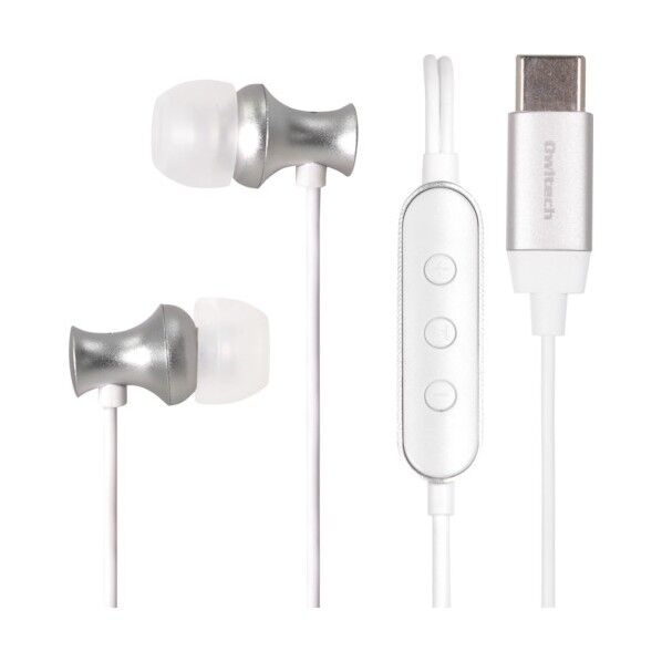 Type-Cコネクタから音楽を聴けるイヤホン マイクボリュームコントロール付 OWL-EPC01-SI 1点
