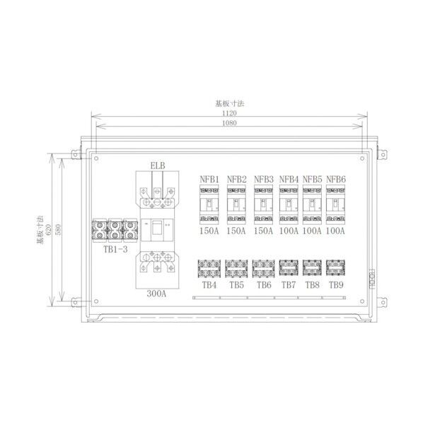セフティー電気用品 仮設動力分電盤 6回路(150A×3)(100A×3) P300-N6 1点