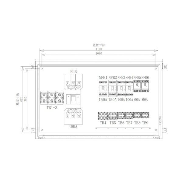 仮設動力分電盤 6回路(150A×2)(100A×2)(60A×2) P400-N6 1点