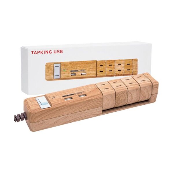 TAPKING USB AC4個口 USB2ポート ベージュウッド