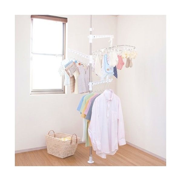 つっぱり式 室内物干し シングルポール 奥行サイズ(約):アーム使用時/82cm アーム折りたたみ時/9cm 1個