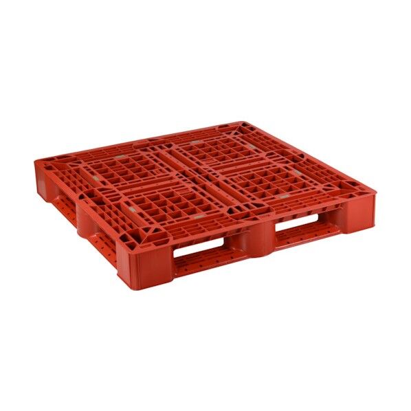 プラスチックパレットSLA-1111 片面4方差し 赤 SLA-1111-RE 1点...