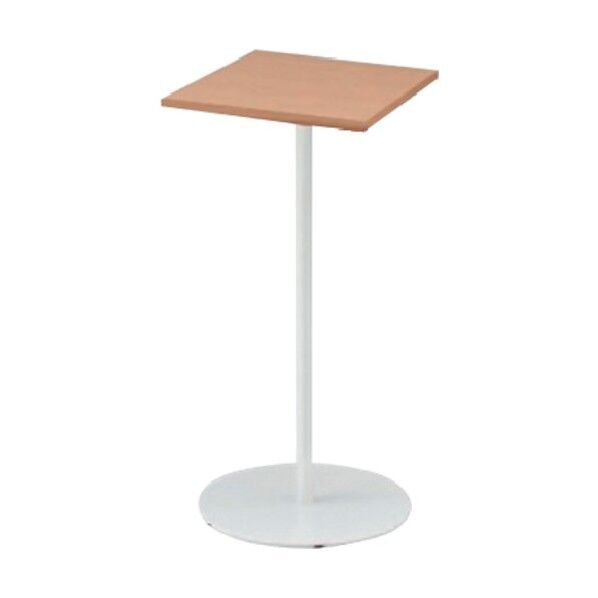 ハイテーブル(角型) 600×600×1000 天板色ホワイトオークM 支柱ホワイト