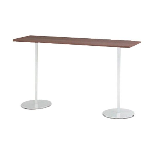 ハイテーブル(角型) 1800×500×1000 天板色ブラックウォールナットD 支柱ホワイト TRA-185HH-W982 1点...