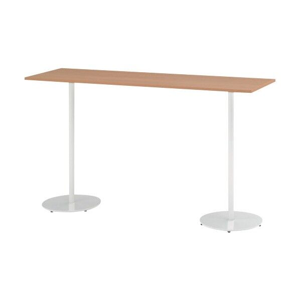 ハイテーブル(角型) 1800×500×1000 天板色ホワイトオークM 支柱ホワイト TRA-185HH-W992 1点...