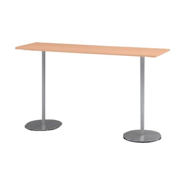 ハイテーブル(角型) 1800×500×1000 天板色ホワイトオークM 支柱シルバーメタリック TRA-185HH-Z592 1点...