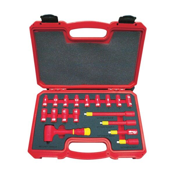 トラスコ(TRUSCO) 絶縁ソケットレンチセット(6角タイプ)差込角6.35mm 375 x 240 x 83 mm TZSW2-18S 1S...