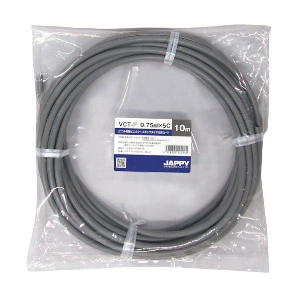 キャブタイヤ丸形コード 灰色 10m 10m VCT-F 0.75SQX 5C 10M JP 1巻