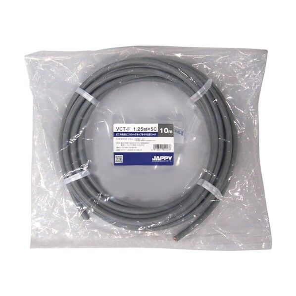 キャブタイヤ丸形コード 灰色 10m 10m VCT-F 1.25SQX 5C 10M JP 1巻