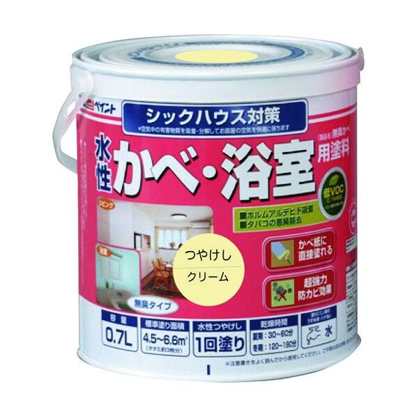 水性かべ・浴室用塗料(無臭かべ) クリーム 0.7L 1点
