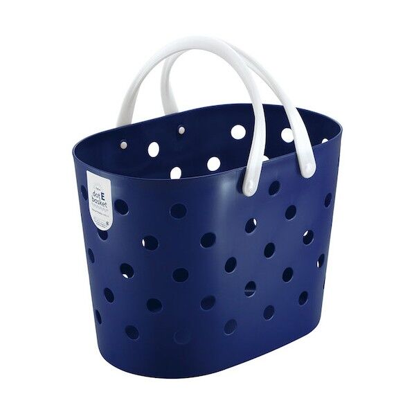 ミニドットEバスケット ネイビー 幅25.4×奥行19.2×高さ18.1cm F2458 1個