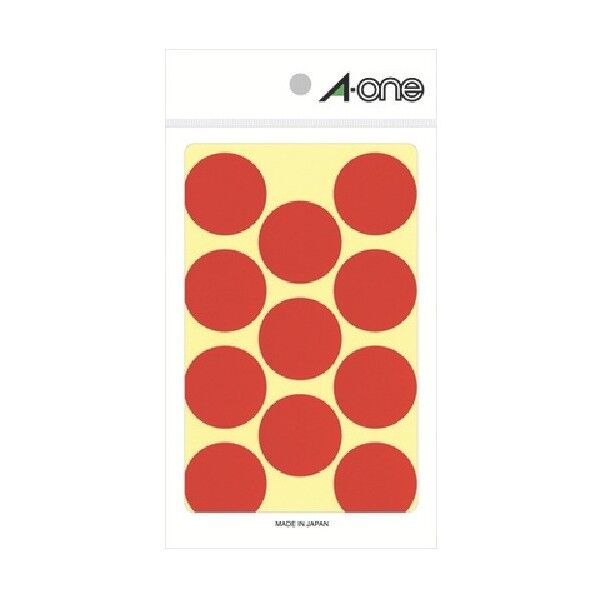 エーワン カラーラベル 赤 直径30mm 07231 14枚