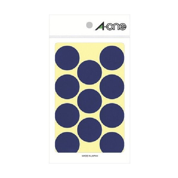 エーワン カラーラベル 青 直径30mm 07232 14枚