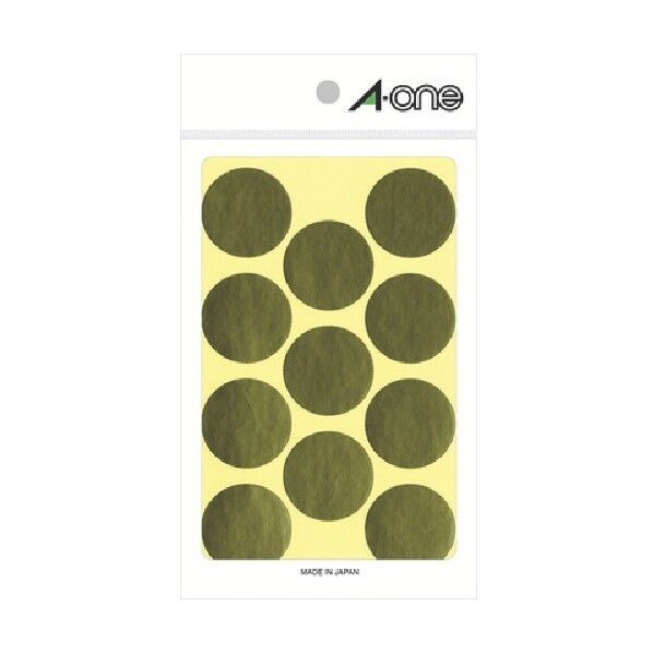 エーワン カラーラベル 金 直径30mm 07241 8枚