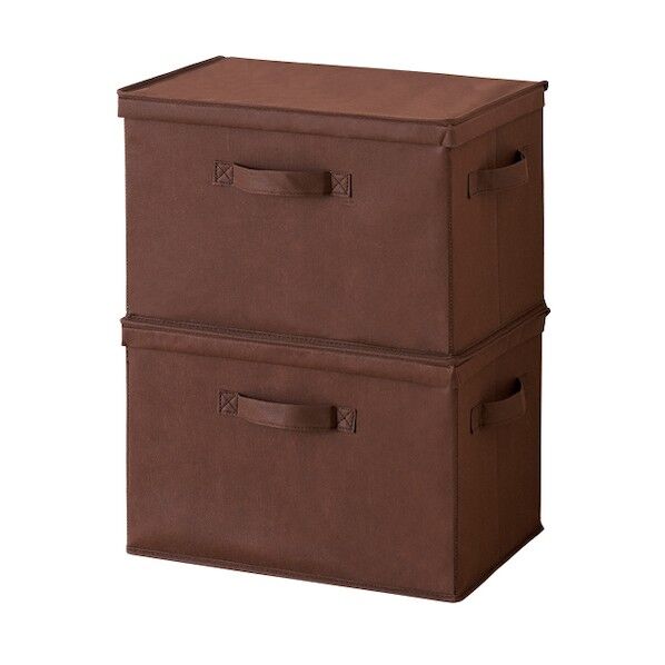 アイメディア フタ付整理箱 ブラウン 1007675 2個...