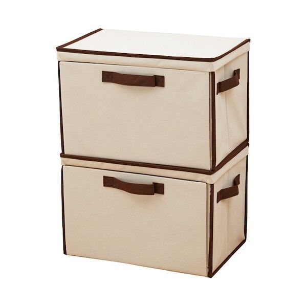 重ねて使える下扉整理箱 ベージュ 1007971 2個