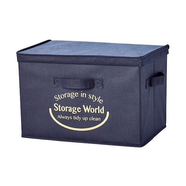 フタ付整理箱2個セット ネイビー 1009305 1点