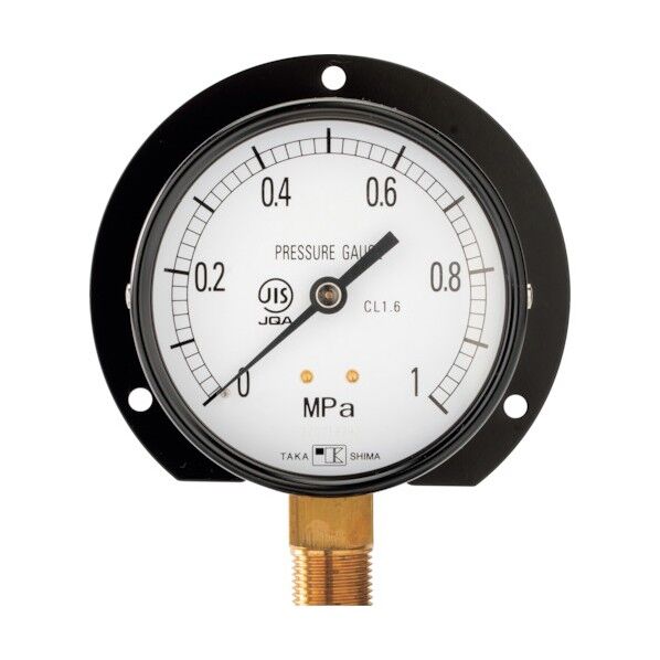 高島計器 一般圧力計(B枠立型・φ60) 圧力レンジ0.0~0.1MPa G1/4 1013010 1点...