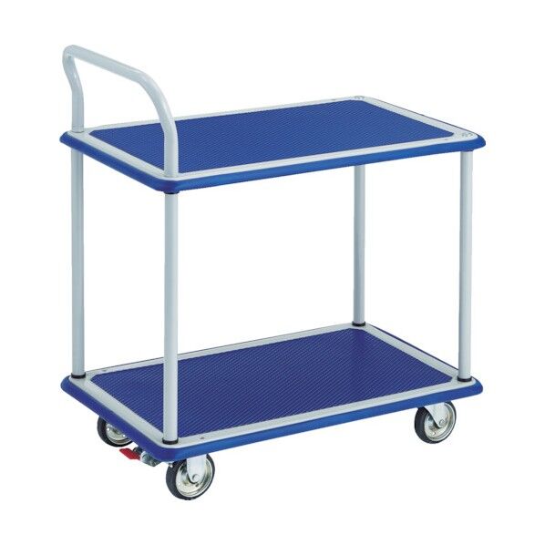 プレス製台車 ドンキーカート 2段式 抗ウィルス片袖ハンドル タイプ740×480 ストッパー付 104NAVS 1点