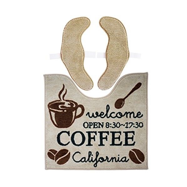 Drip トイレマット 便座カバーセット トイレ2点セット ベージュ 1