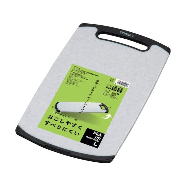 おこしやすいラバー付耐熱抗菌まな板L 石目調 L 04404 1点