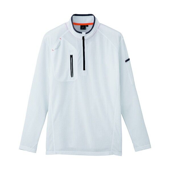 長袖ハーフZIPシャツ(男女兼用) 001ホワイト LL 10606 1