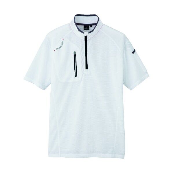 半袖ハーフZIPシャツ（男女兼用） 001ホワイト 3L 10607 1