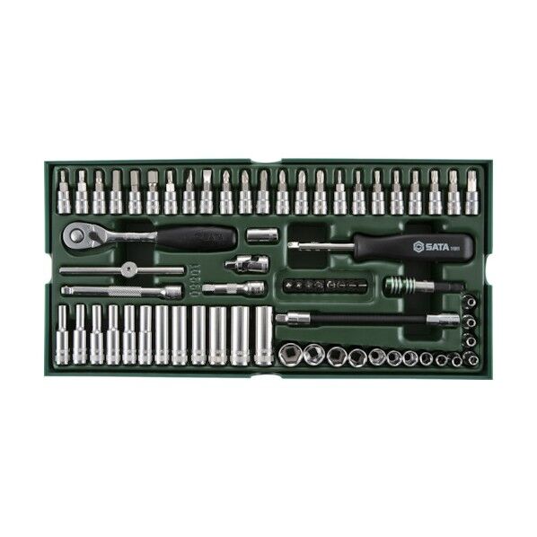 SATA 1/4”DRソケットレンチセット（6角タイプ）トレー入り 09901 1組...