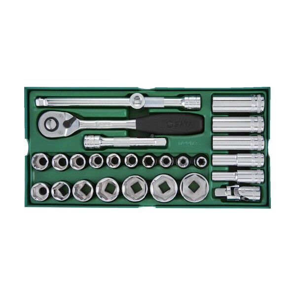 SATA 1/2”DRソケットレンチセット（6角タイプ）トレー入り 09903 1組...