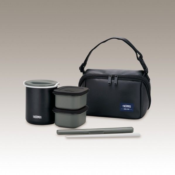 ランチジャー マットブラック 幅20×奥行10×高さ11.5cm ハシ/19.5cm DBQ-362 1個