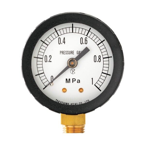 プラスチック圧力計(A枠立型・φ50) 圧力レンジ0.0～1MPa G1/4 1203110 1点