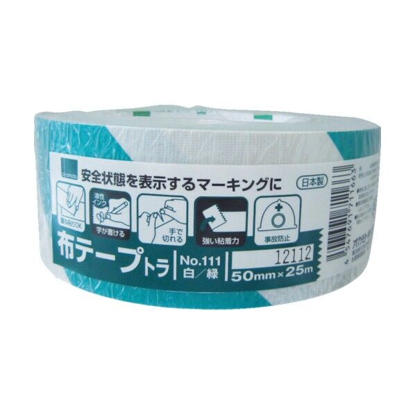 布テープトラ50mm×25m 白/緑 128 x 125 x 53 mm #111 1