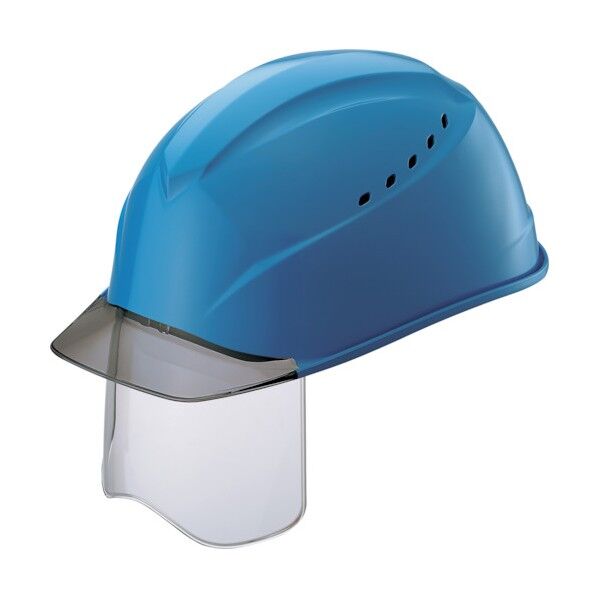 エアライトS搭載ヘルメット(透明ひさし・溝・通気孔・シールド付)