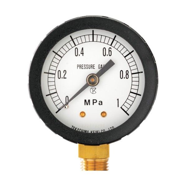 高島計器 プラスチック真空計(A枠立型・φ60)圧力レンジ0.0~ー0.1MPa R1/4 1212901 1点