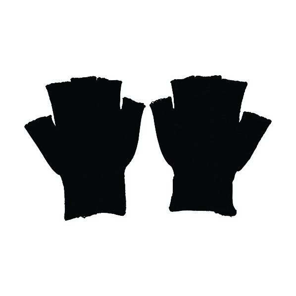 #123 L 黒 純綿5本指だし手袋Lカラーショート 123-BLK 1点