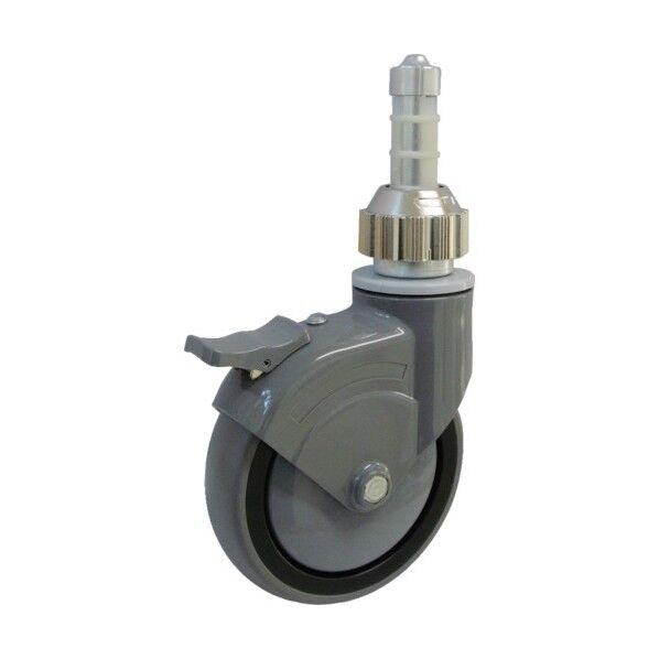 パイプ差し込み式キャスター(エラストマー車) 自在ストッパー付