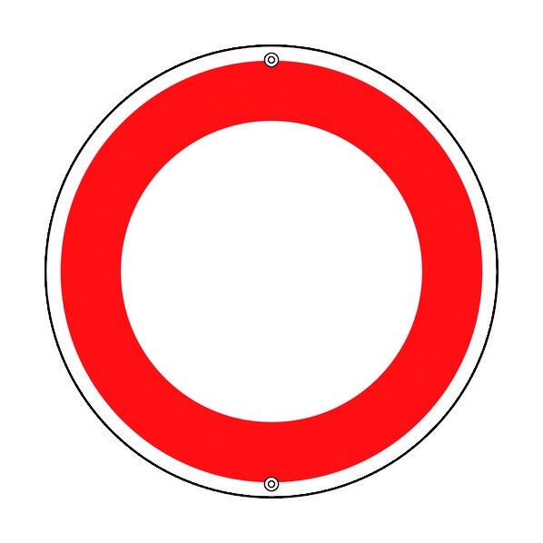 緑十字 道路標識(構内用) 赤フチのみ/無地タイプ 600mmΦ スチール製