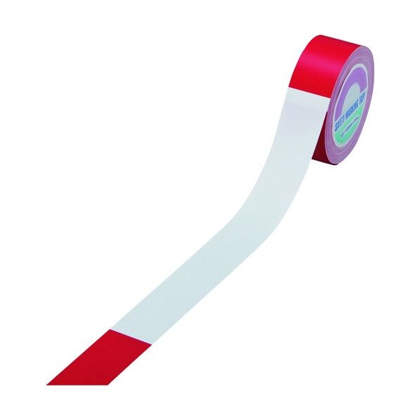 バリケードテープ(標識テープ)BT‐38 非粘着タイプ 赤/白 38mm×50m 147002 1個