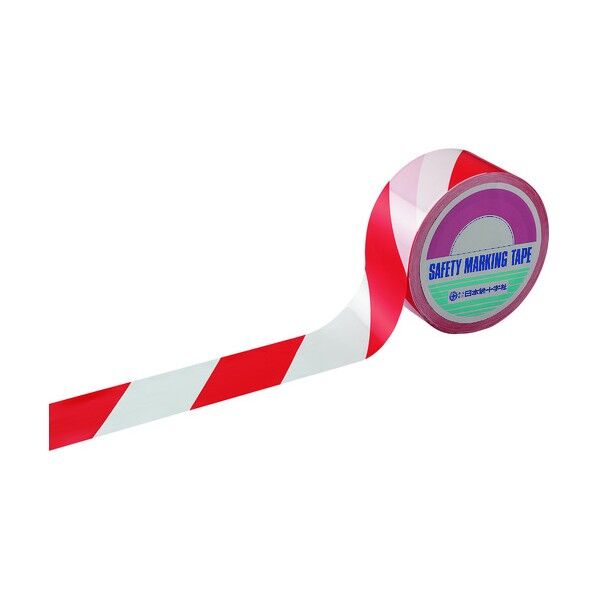 バリケードテープ(標識テープ)BT‐505 非粘着タイプ 赤/白 50mm×50m 147014 1個