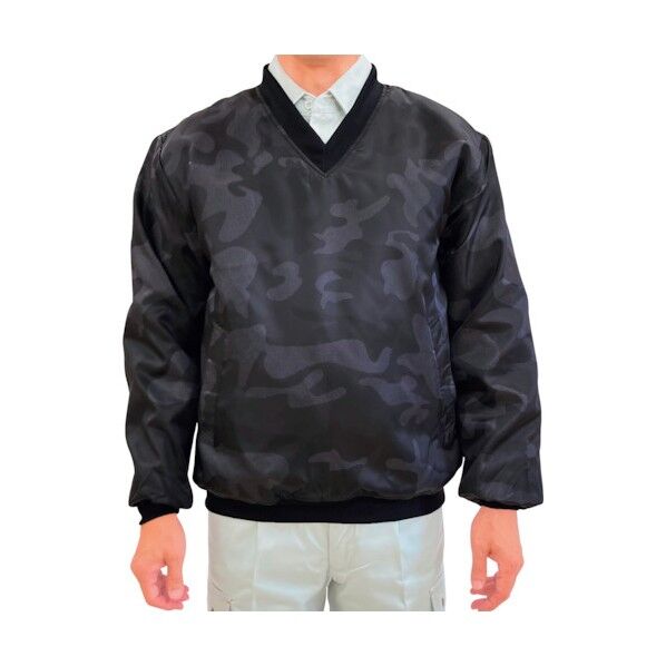 14695 Vネック中綿キルトヤッケ ブラック迷彩3L