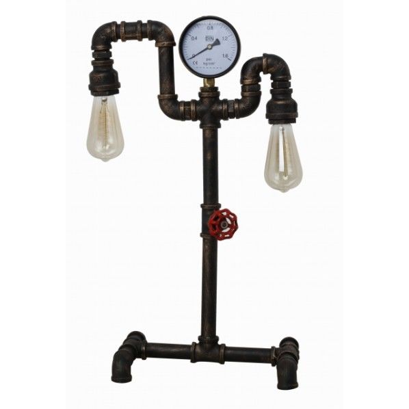 デスクランプ パイプ2灯バルブ付H脚 水道用フレキパイプ XS170909 1台