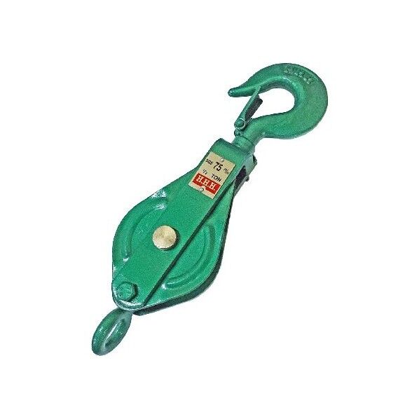 強力型滑車 一車スナッチ (ベケット付) フック型 75mm 0.5t 1個