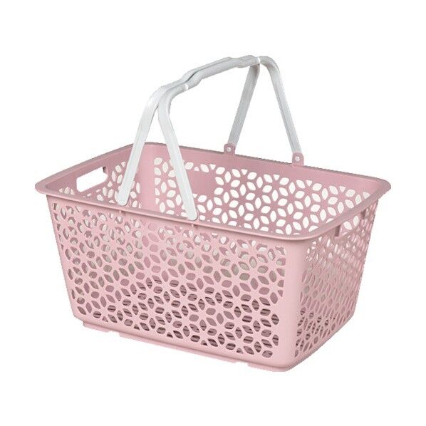 1559 ハンドル積み重ねバスケット ピンク 513×355×260 155959 1点
