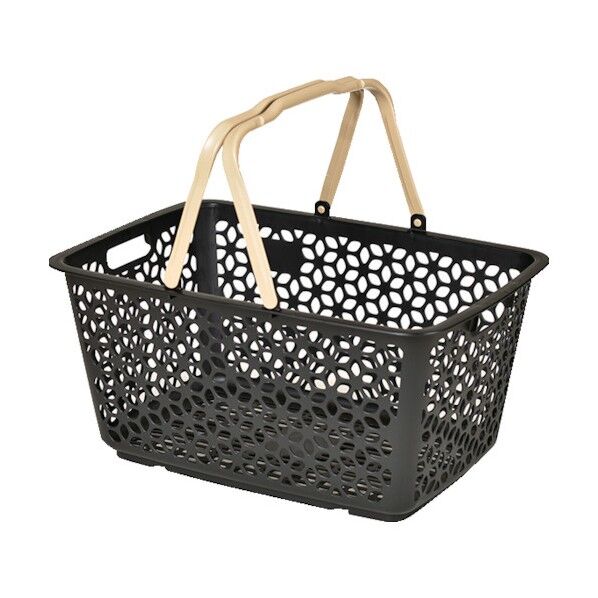 1559 ハンドル積み重ねバスケット ブラック 513×355×260 155928 1点