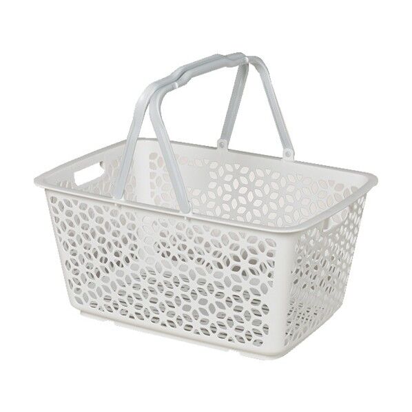 1559 ハンドル積み重ねバスケット ホワイト 513×355×260 155973 1点